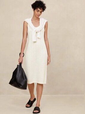 Banana Republic Crochet Midi Sweater Dress | Snow Day Cream | NWT | XXL